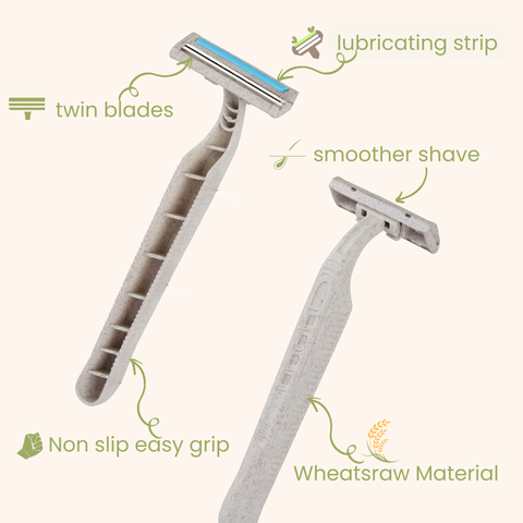 Wheat Straw Disposable Razors - Pack of 5 or 10 Wheat Straw Disposable Razors - Pack of 5 or 10