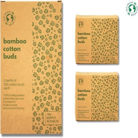 200Pack Cotton Buds + 1 Bamboo Toothbrush - Green Clean Kit - Eco Origin 200Pack Cotton Buds + 1 Bamboo Toothbrush - Green Clean Kit - Eco Origin